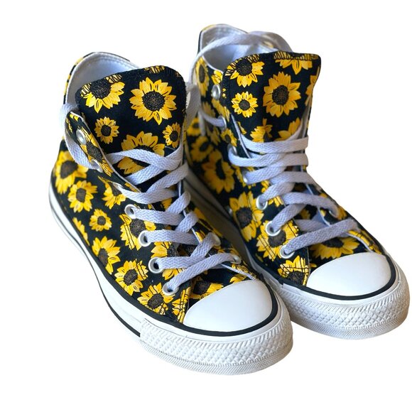 Converse Shoes - Converse All Star High Top Sunflowers VSCO Shoes | Women Size 6 | Grunge Indie